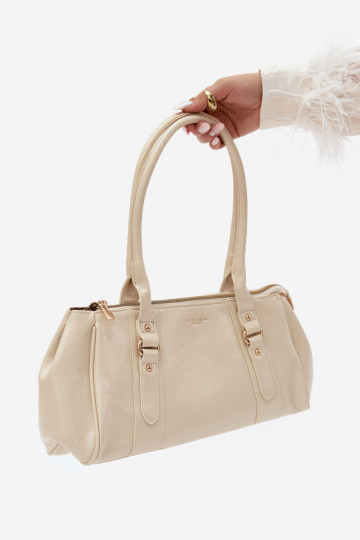 Handtasche aus Kunstleder elfenbeinfarben Muni 2