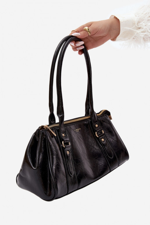 Handtasche aus Kunstleder schwarz Muni