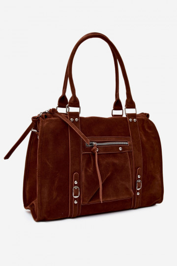 Große Tasche aus Kunstveloursleder in braun Nolita 2