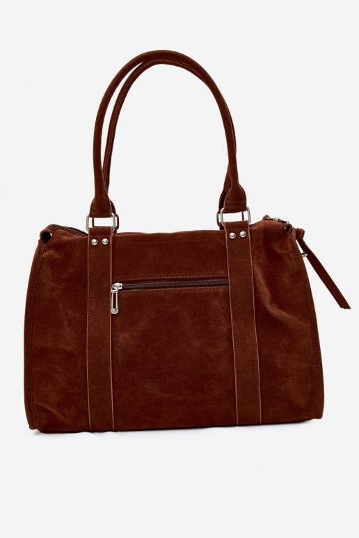 Große Tasche aus Kunstveloursleder in braun Nolita