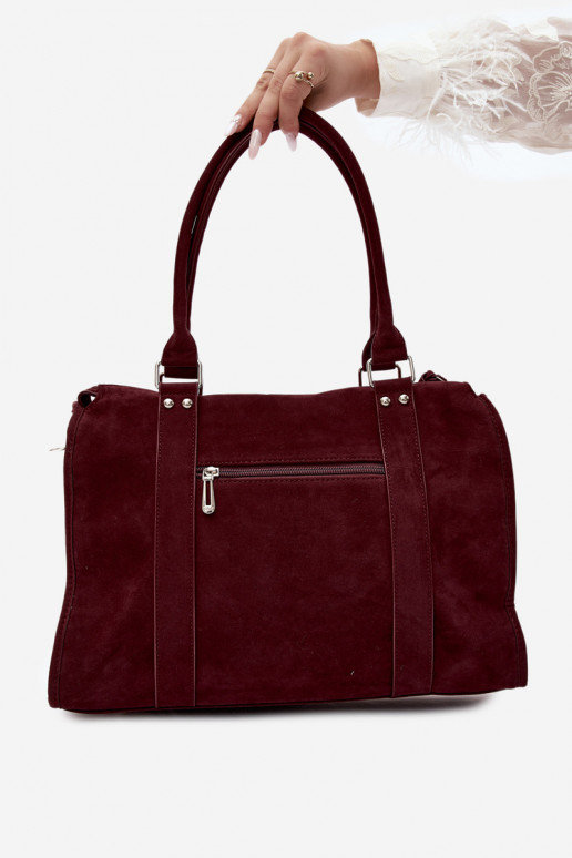 Große Tasche aus Kunstveloursleder in bordeaux Nolita