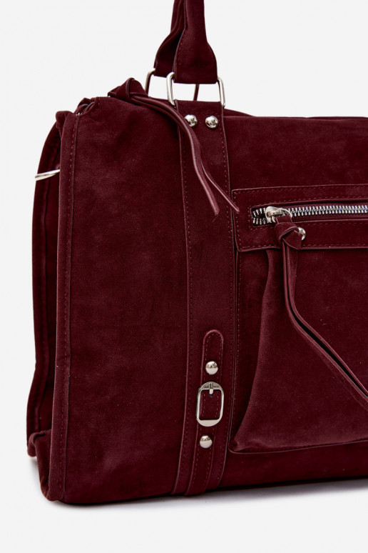 Große Tasche aus Kunstveloursleder in bordeaux Nolita