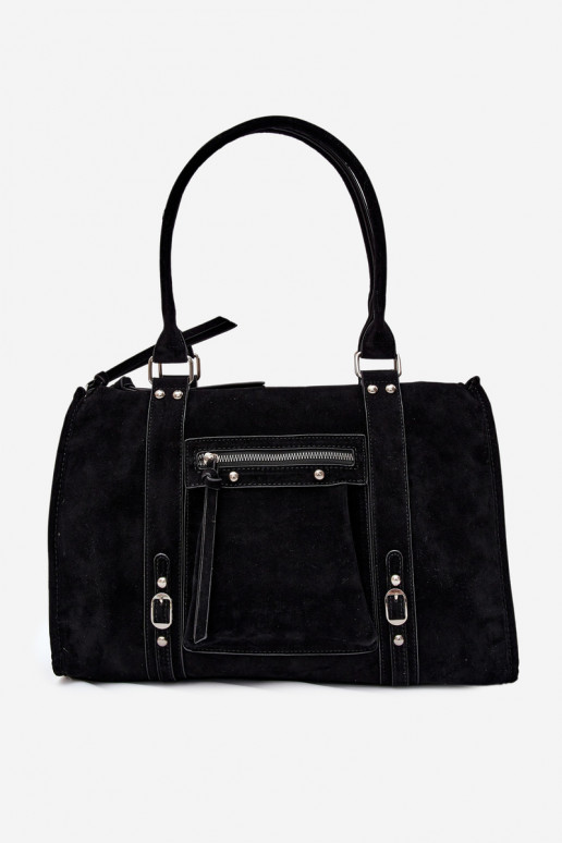 Große Tasche aus Kunstveloursleder in schwarz Nolita