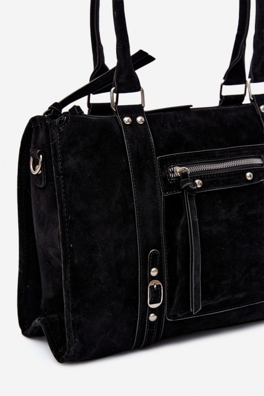Große Tasche aus Kunstveloursleder in schwarz Nolita