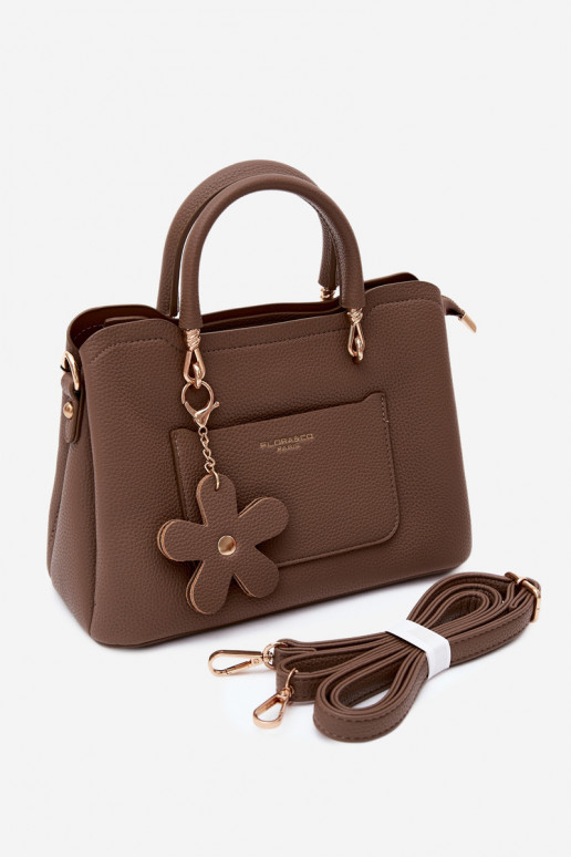 Tasche aus Kunstleder mit Schlüsselanhänger und Blumenmotiven in Tonfarbe Noomi