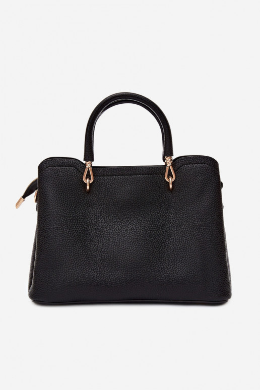 Handtasche mit Kunstveloursleder-Schlüsselanhänger mit Blumenmotiven in Schwarz Noomi