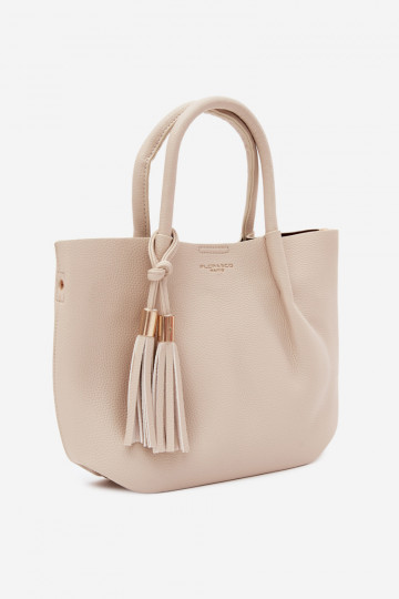 Handtasche aus Kunstleder in hellem Sand Fleece 2