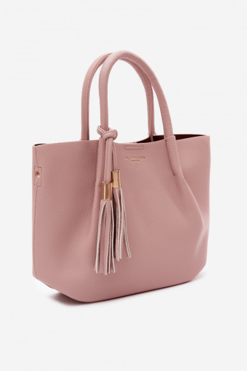 Handtasche aus Kunstleder in Rosa Fleece 2