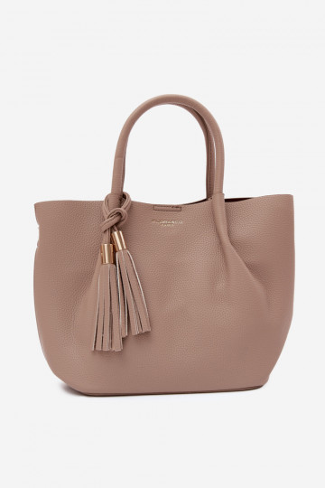 Handtasche aus Kunstleder in Elfenbein Fleece