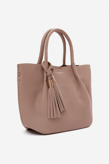 Handtasche aus Kunstleder in Elfenbein Fleece 2