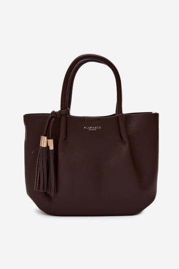 Handtasche aus Kunstleder in Schokoladenfarbe Fleece