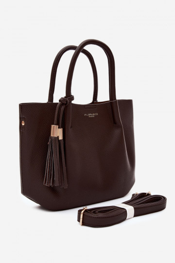 Handtasche aus Kunstleder in Schokoladenfarbe Fleece 2