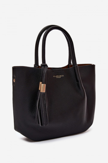 Handtasche aus Kunstleder in Schwarz Fleece 2