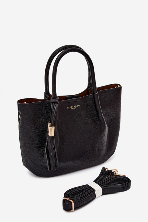 Handtasche aus Kunstleder in Schwarz Fleece
