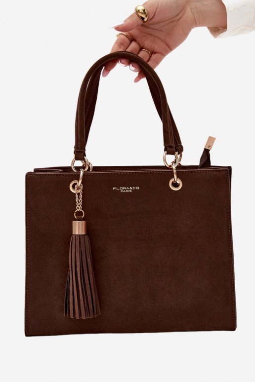 Tasche aus Kunstveloursleder in braun Ottilie