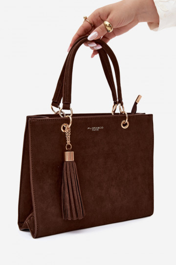 Tasche aus Kunstveloursleder in braun Ottilie 2
