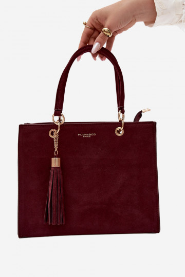 Tasche aus Kunstveloursleder in bordeaux Ottilie