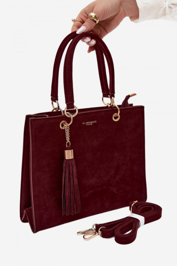 Tasche aus Kunstveloursleder in bordeaux Ottilie 2