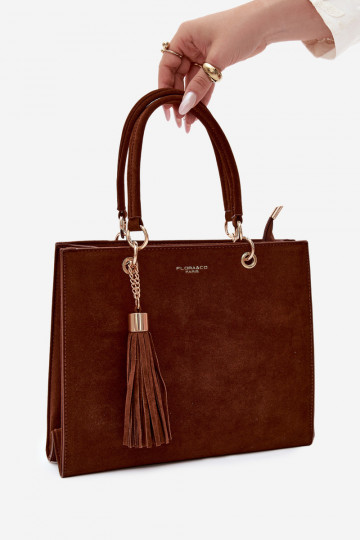 Tasche aus Kunstveloursleder in schokoladenfarbe Ottilie