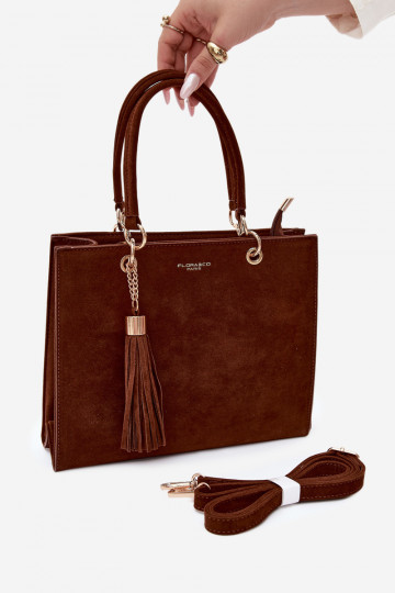 Tasche aus Kunstveloursleder in schokoladenfarbe Ottilie 2
