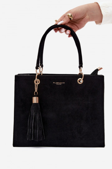 Tasche aus Kunstveloursleder in schwarz Ottilie