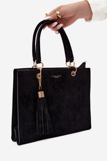 Tasche aus Kunstveloursleder in schwarz Ottilie 2