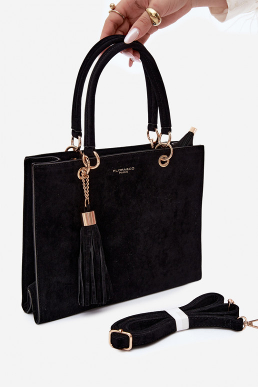 Tasche aus Kunstveloursleder in schwarz Ottilie