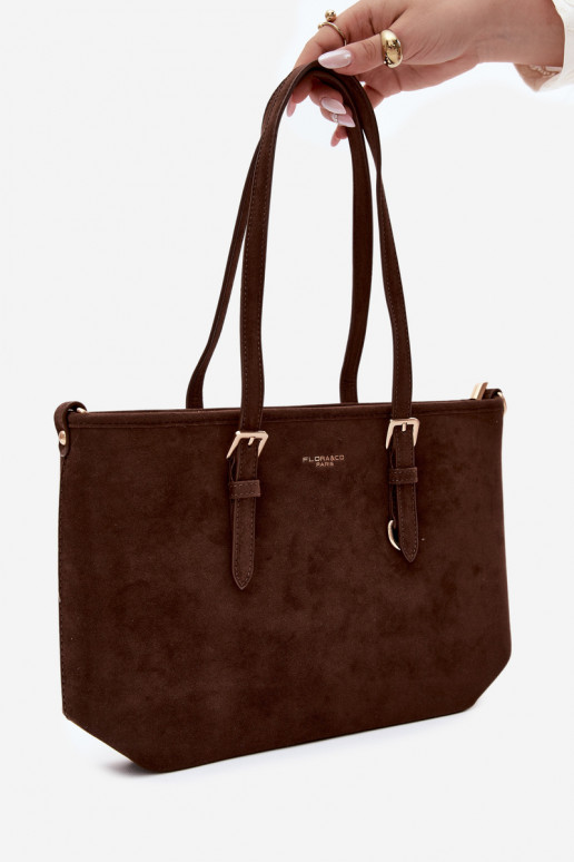 Tasche aus Kunstveloursleder in schokoladenfarbe Araminta