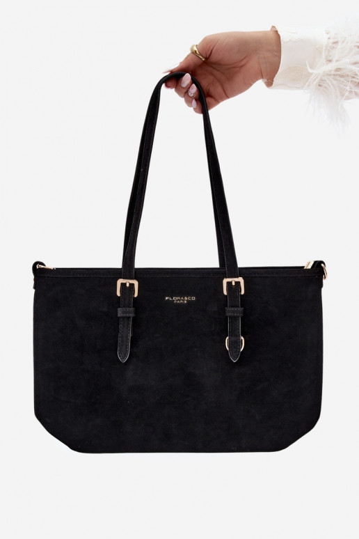 Tasche aus Kunstveloursleder in schwarz Araminta