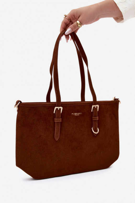 Tasche aus Kunstveloursleder in braun Araminta