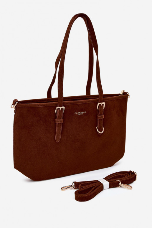 Tasche aus Kunstveloursleder in braun Araminta