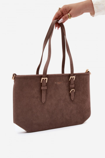 Tasche aus Kunstveloursleder in lehmfarbe Araminta 2