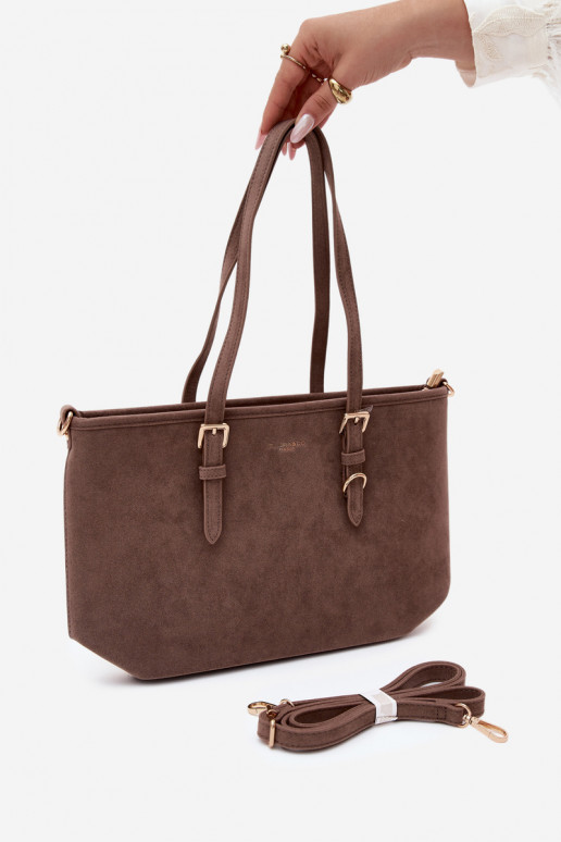 Tasche aus Kunstveloursleder in lehmfarbe Araminta