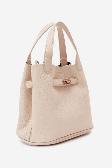 Tasche mit Kosmetiktasche aus Kunstleder in sand Crumble 2