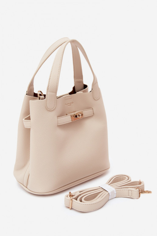 Tasche mit Kosmetiktasche aus Kunstleder in sand Crumble