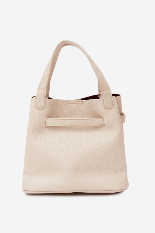 Tasche mit Kosmetiktasche aus Kunstleder in sand Crumble
