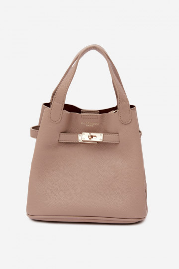 Tasche mit Kosmetiktasche aus Kunstleder in elfenbein Crumble