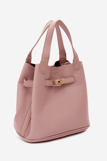 Tasche mit Kosmetiktasche aus Kunstleder in rosa Crumble 2