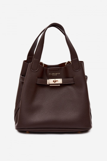 Tasche mit Kosmetiktasche aus Kunstleder in schokoladenfarbe Crumble