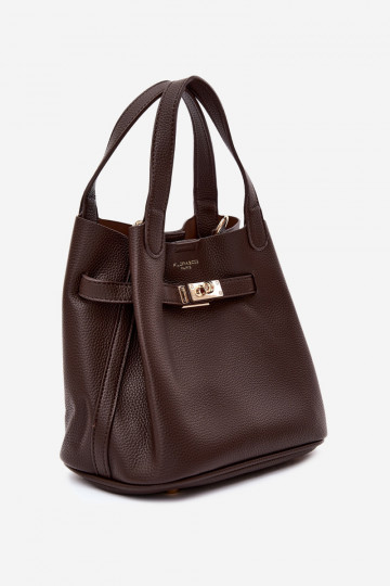 Tasche mit Kosmetiktasche aus Kunstleder in schokoladenfarbe Crumble 2