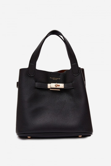 Schwarze Handtasche aus Kunstleder mit Kosmetiktäschchen Crumble