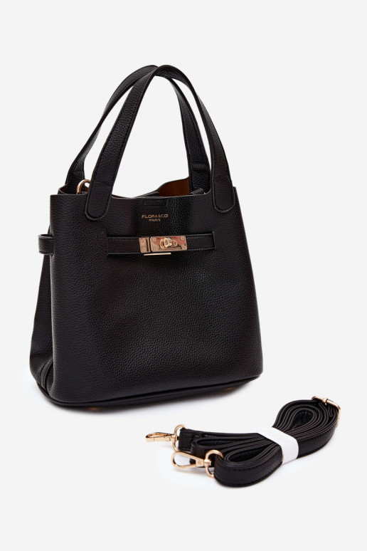Schwarze Handtasche aus Kunstleder mit Kosmetiktäschchen Crumble