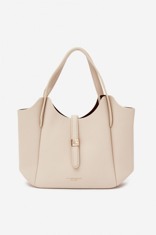 Helle sandfarbene Handtasche aus Kunstleder Toffee