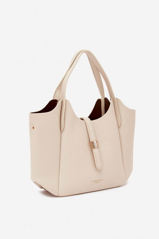 Helle sandfarbene Handtasche aus Kunstleder Toffee