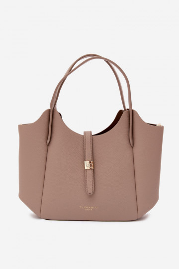 Elfenbeinfarbene Handtasche aus Kunstleder Toffee