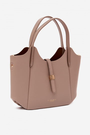 Elfenbeinfarbene Handtasche aus Kunstleder Toffee 2