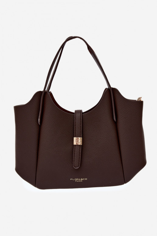 Schokoladenfarbene Handtasche aus Kunstleder Toffee