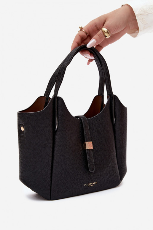 Schwarze Handtasche aus Kunstleder Toffee