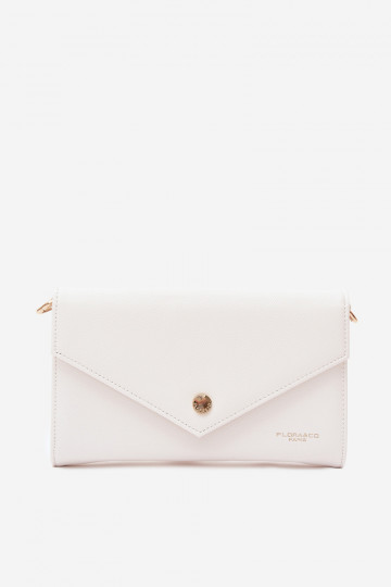 Weiße Umschlag-Handtasche mit dekorativen Bändern Pauline 2
