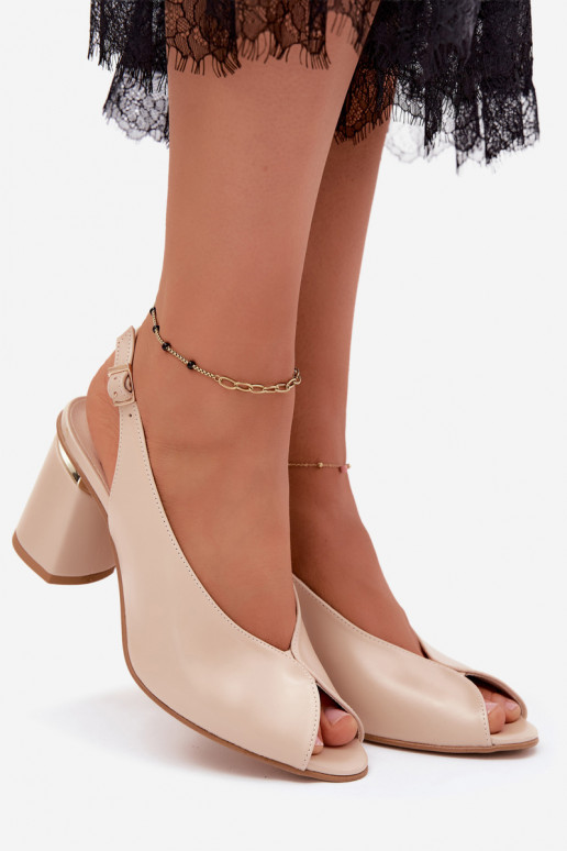 Eleganter Stil Damensandalen mit Absätzen Aufzeichnen Zazoo 1085 Beige
